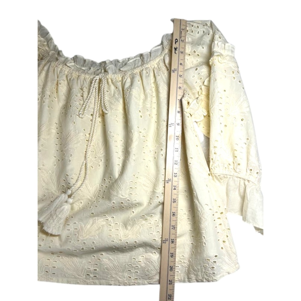 Anthropologie Worn Heart Eyelet Peasant Blouse Ivory Boho Cottagecore 8 NWT - Picture 6 of 11